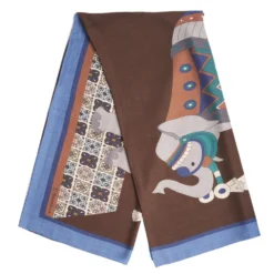 FOULARD BLUETTE E MARRONE SCURO IN LANA Motivo etnico