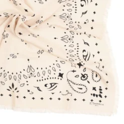 FOULARD IN LANA, CASHMERE E SETA 65 BIANCA Paisley