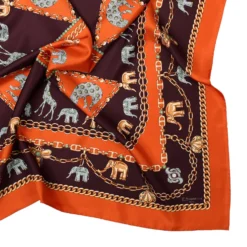 FOULARD IN SETA 90 ARANCIONE Elefanti portafortuna