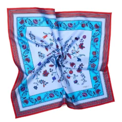 FOULARD IN SETA 90 AZZURRO L'albero della vita