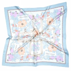 FOULARD IN SETA 90 AZZURRO La rosa canina