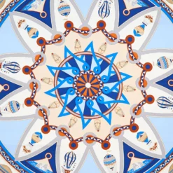 FOULARD IN SETA 90 AZZURRO POLVERE Le mongolfiere