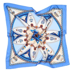 FOULARD IN SETA 90 AZZURRO POLVERE Le mongolfiere