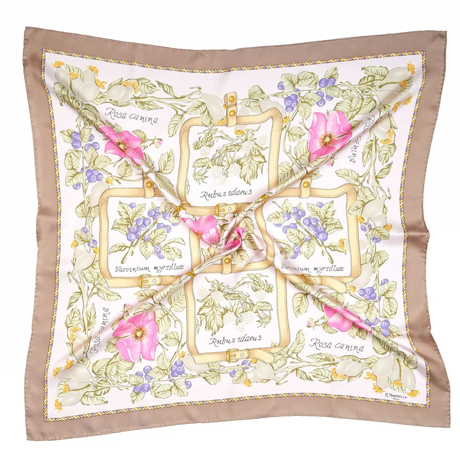 FOULARD IN SETA 90 BEIGE La rosa canina