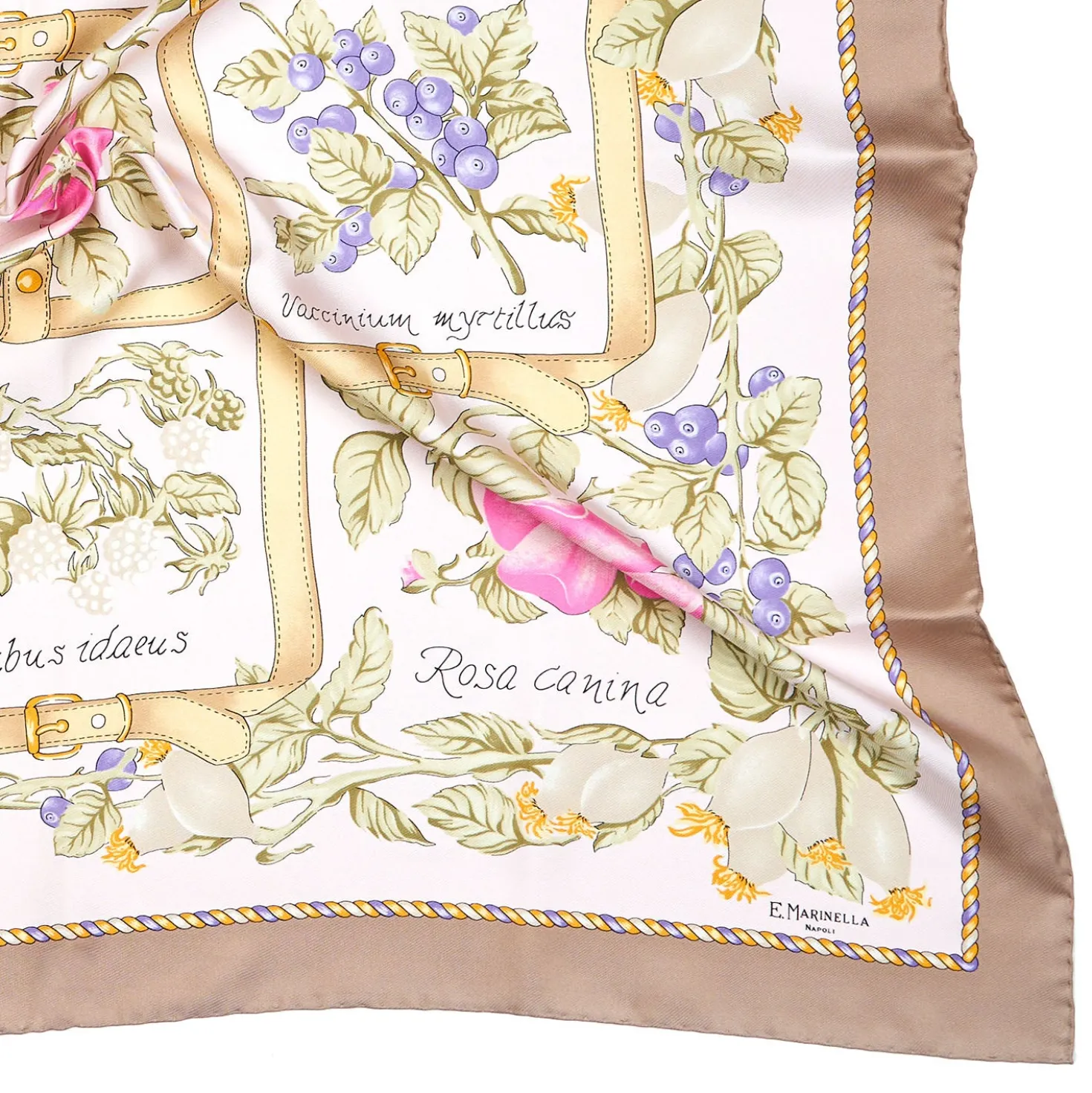 FOULARD IN SETA 90 BEIGE La rosa canina