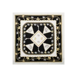 FOULARD IN SETA 90 BIANCO Elefanti portafortuna