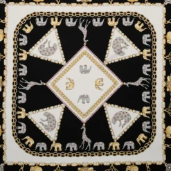 FOULARD IN SETA 90 BIANCO Elefanti portafortuna