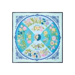 FOULARD IN SETA 90 BLU La ruota delle stagioni