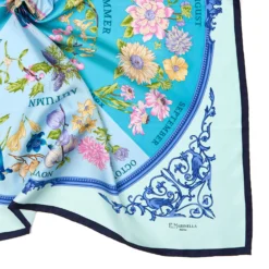 FOULARD IN SETA 90 BLU La ruota delle stagioni