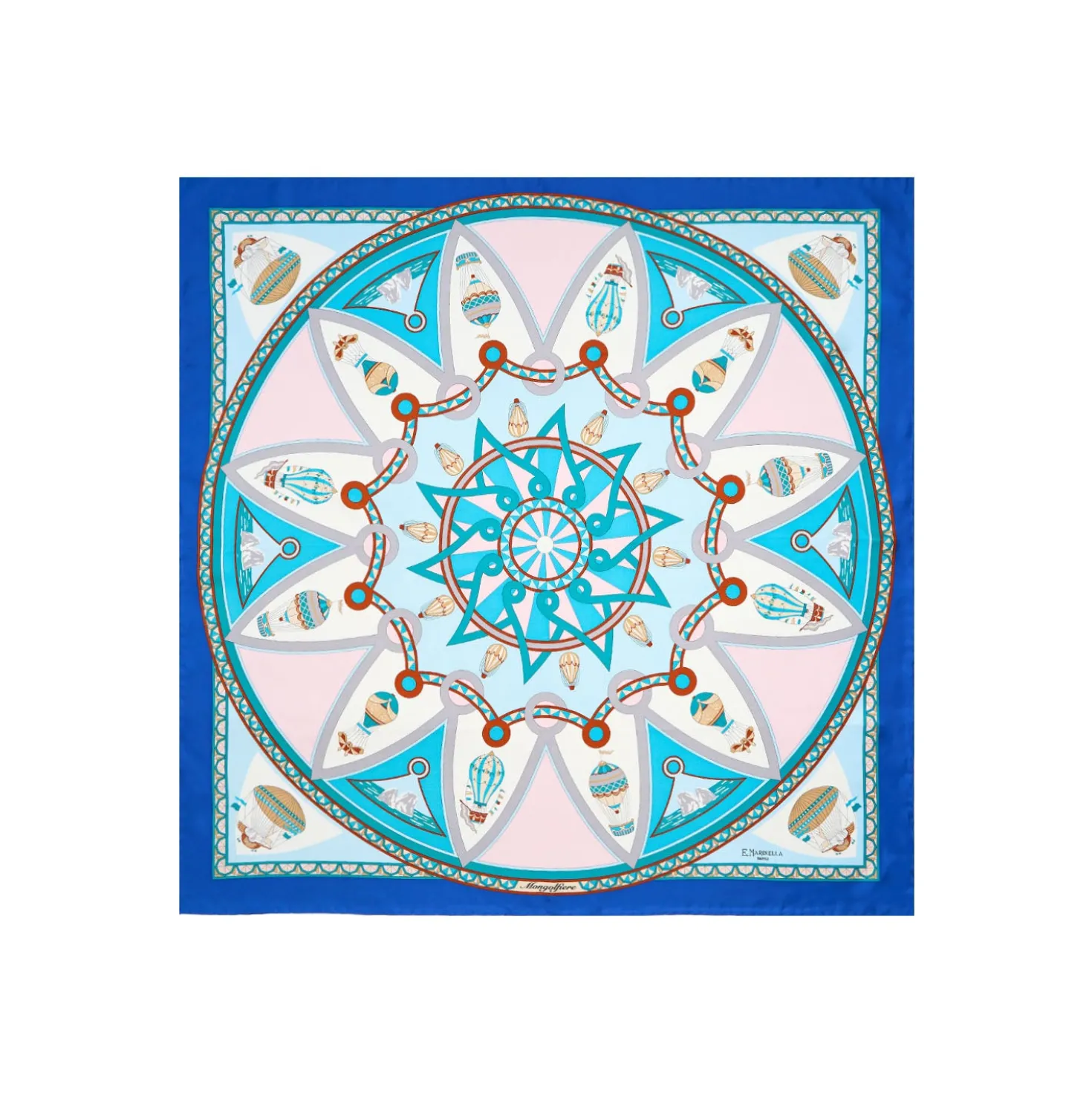 FOULARD IN SETA 90 BLU Le mongolfiere