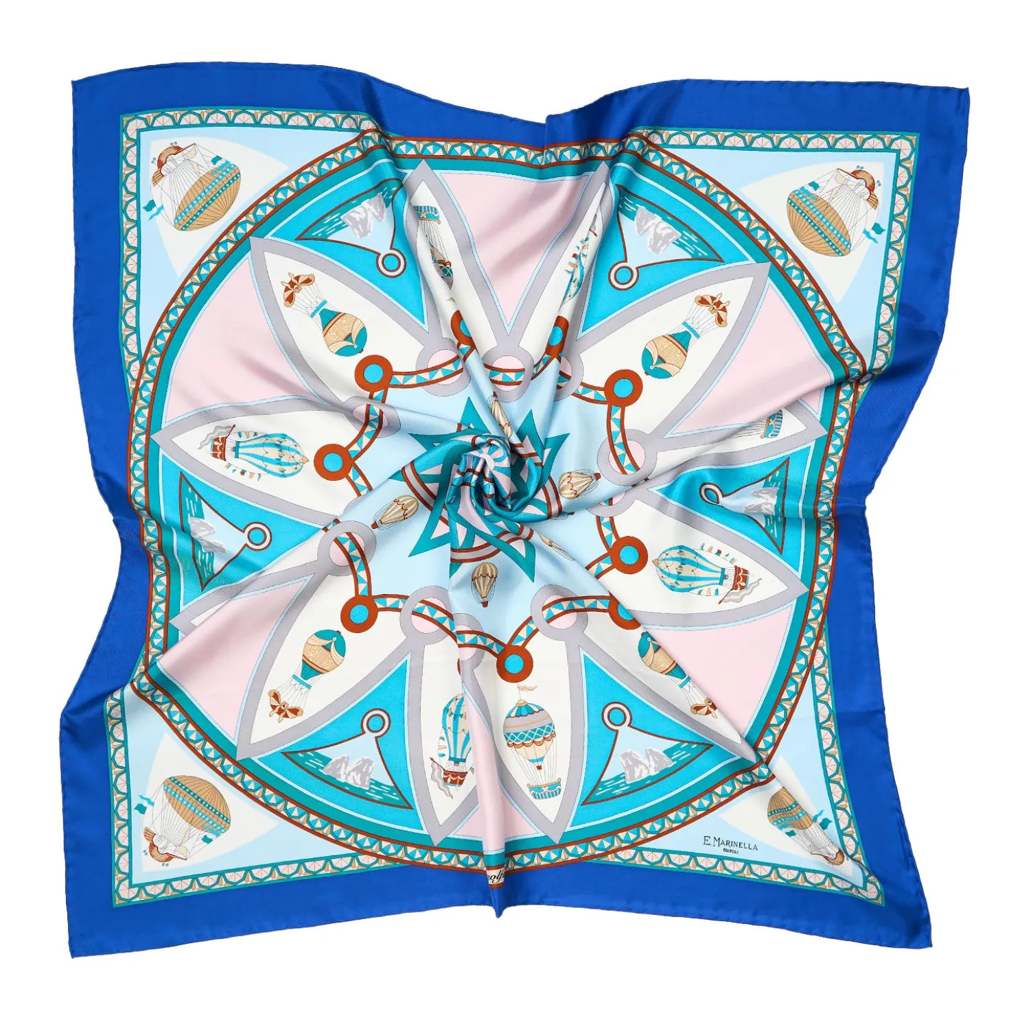 FOULARD IN SETA 90 BLU Le mongolfiere