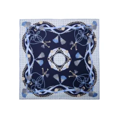 FOULARD IN SETA 90 BLU Microfantasia, nappine e chiavi