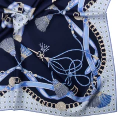 FOULARD IN SETA 90 BLU Microfantasia, nappine e chiavi