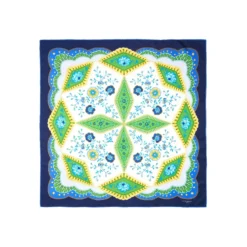 FOULARD IN SETA 90 BLU Motivo floreale