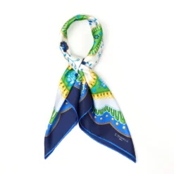 FOULARD IN SETA 90 BLU Motivo floreale