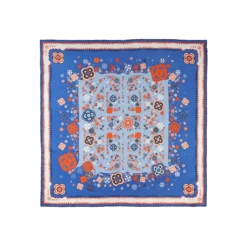 FOULARD IN SETA 90 BLU World of archivio flowers 1961
