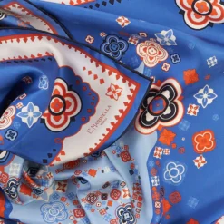 FOULARD IN SETA 90 BLU World of archivio flowers 1961
