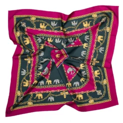 FOULARD IN SETA 90 FUCSIA Elefanti portafortuna