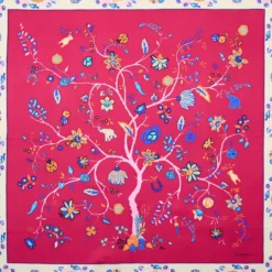 FOULARD IN SETA 90 FUCSIA L'albero della vita