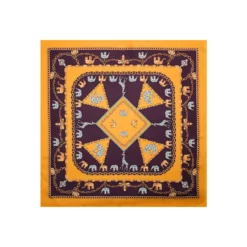 FOULARD IN SETA 90 GIALLO Elefanti portafortuna