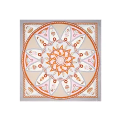 FOULARD IN SETA 90 GRIGIO CHIARO Le mongolfiere