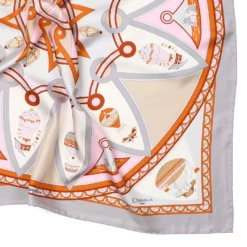 FOULARD IN SETA 90 GRIGIO CHIARO Le mongolfiere