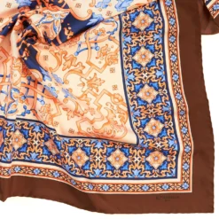 FOULARD IN SETA 90 MARRONE CHIARO Maiolica mediterranea