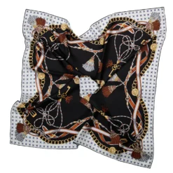 FOULARD IN SETA 90 NERO Microfantasia, nappine e chiavi