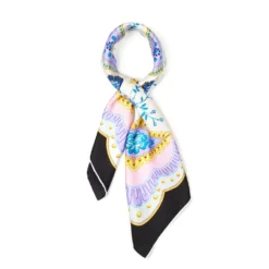 FOULARD IN SETA 90 NERO Motivo floreale