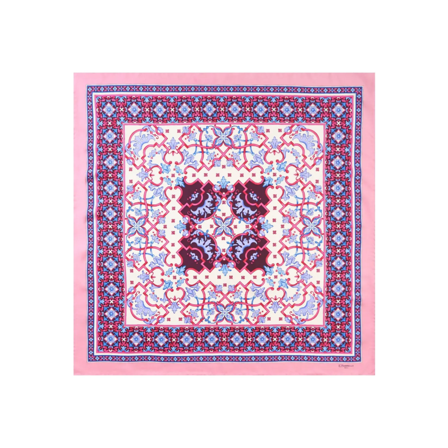 FOULARD IN SETA 90 ROSA Maiolica mediterranea