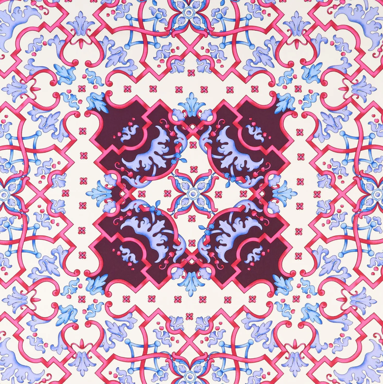 FOULARD IN SETA 90 ROSA Maiolica mediterranea