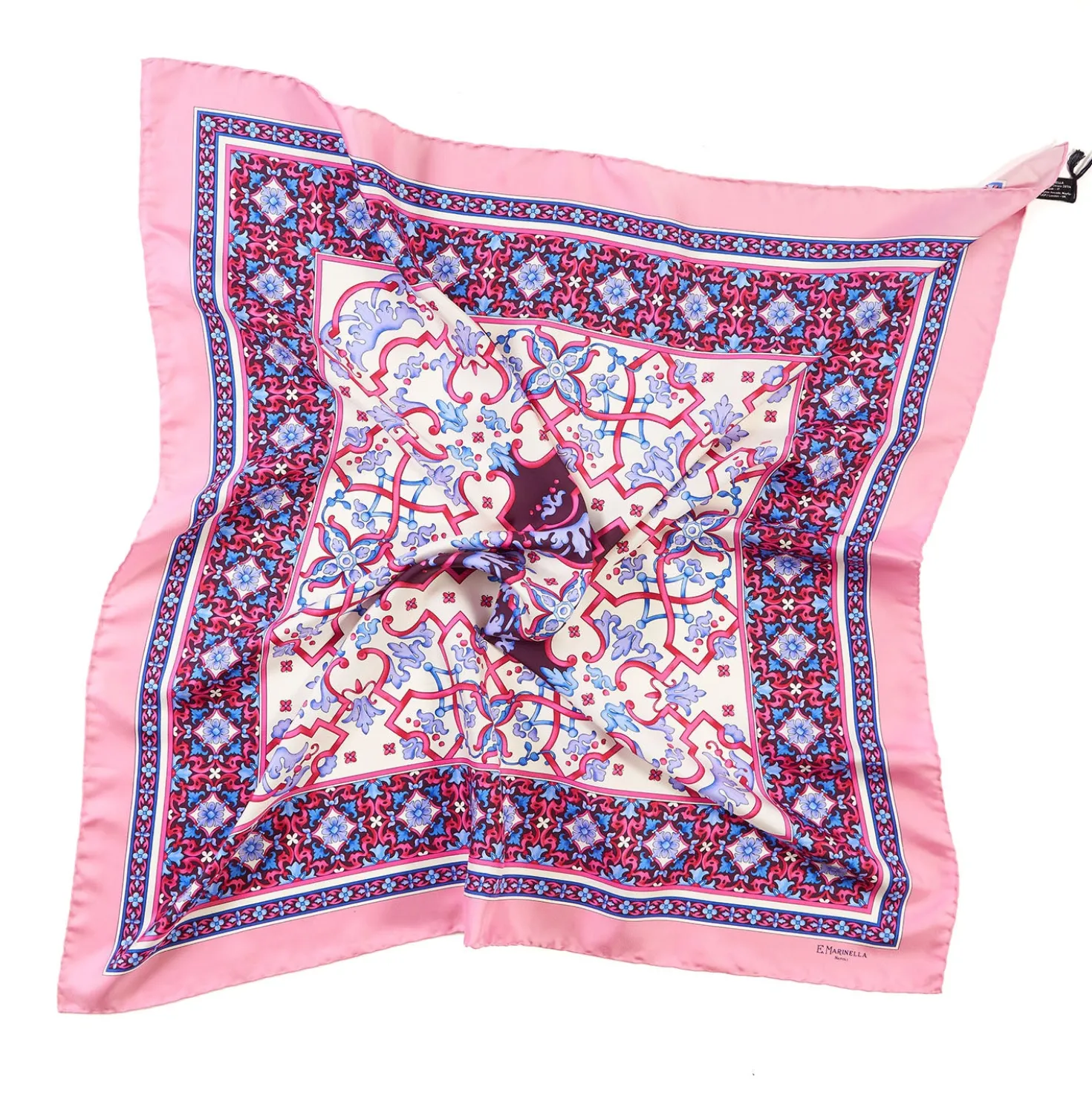 FOULARD IN SETA 90 ROSA Maiolica mediterranea