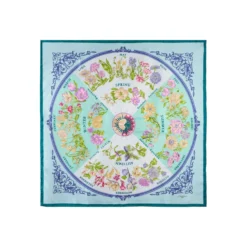 FOULARD IN SETA 90 VERDE La ruota delle stagioni