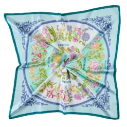 FOULARD IN SETA 90 VERDE La ruota delle stagioni