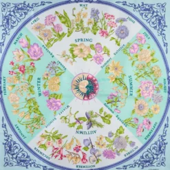 FOULARD IN SETA 90 VERDE La ruota delle stagioni