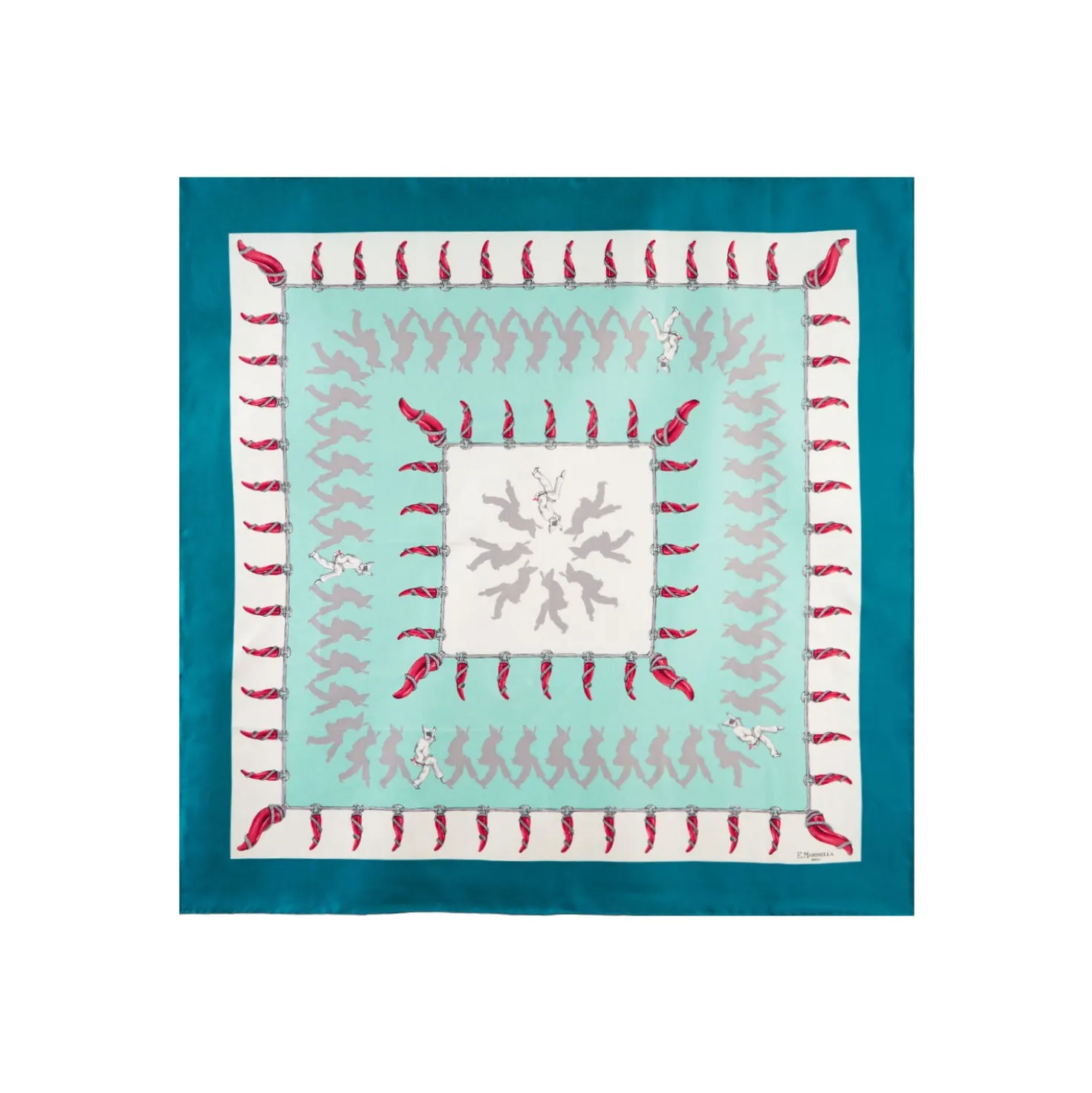 FOULARD IN SETA 90 VERDE Pulcinella portafortuna