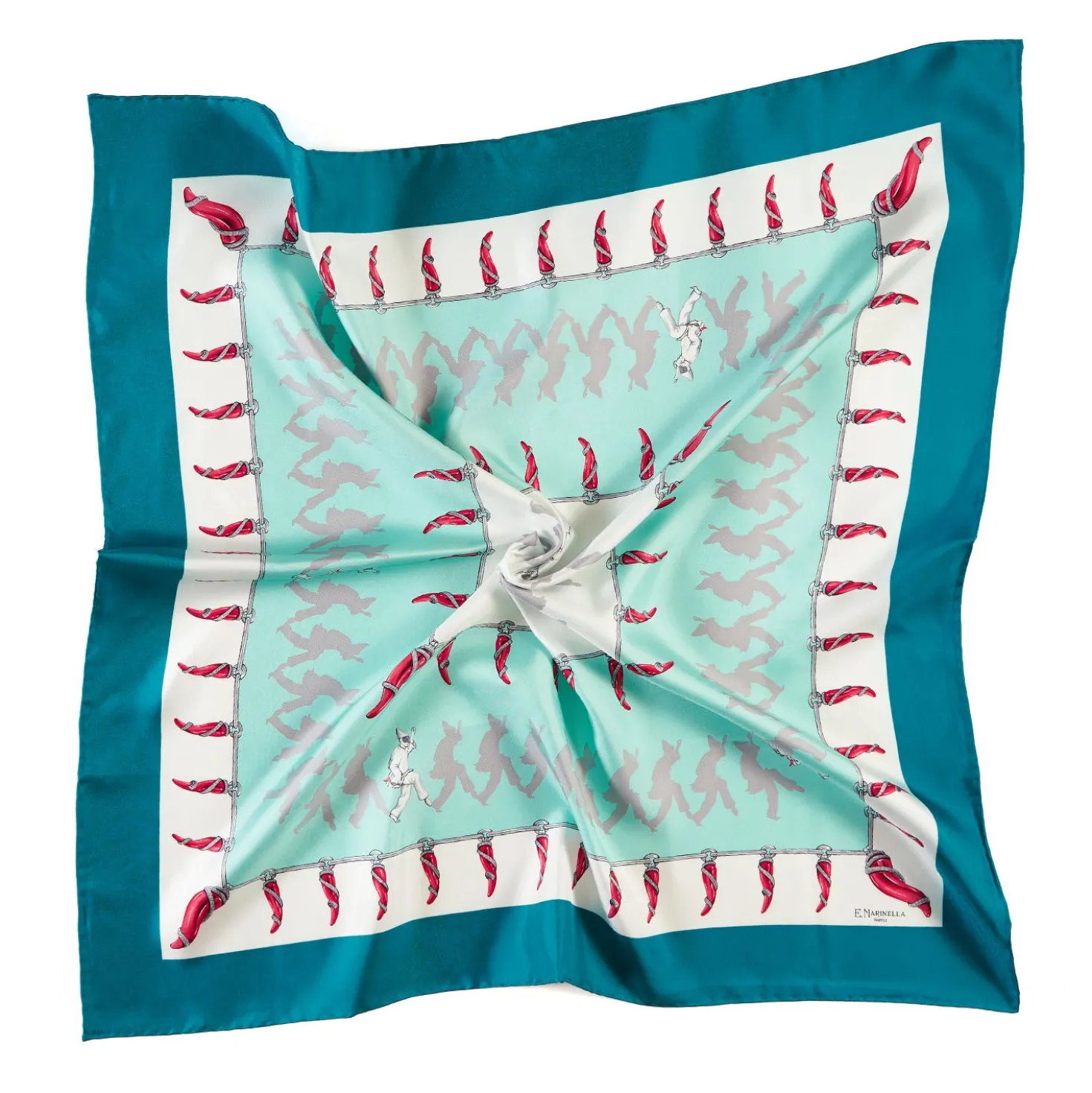 FOULARD IN SETA 90 VERDE Pulcinella portafortuna