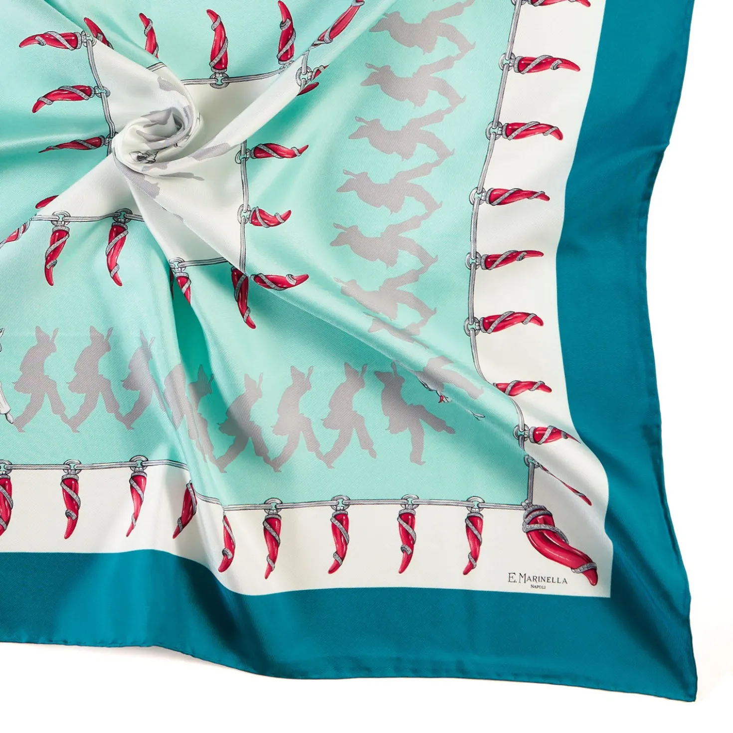 FOULARD IN SETA 90 VERDE Pulcinella portafortuna