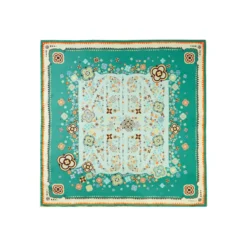 FOULARD IN SETA 90 VERDE World of archivio flowers 1961