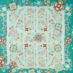 FOULARD IN SETA 90 VERDE World of archivio flowers 1961