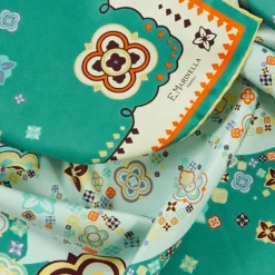 FOULARD IN SETA 90 VERDE World of archivio flowers 1961