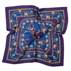 FOULARD IN SETA 90 VIOLA Elefanti portafortuna
