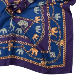FOULARD IN SETA 90 VIOLA Elefanti portafortuna