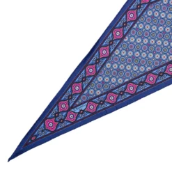 FOULARD ROMBO IN SETA AZZURRO POLVERE Microfantasia fiore