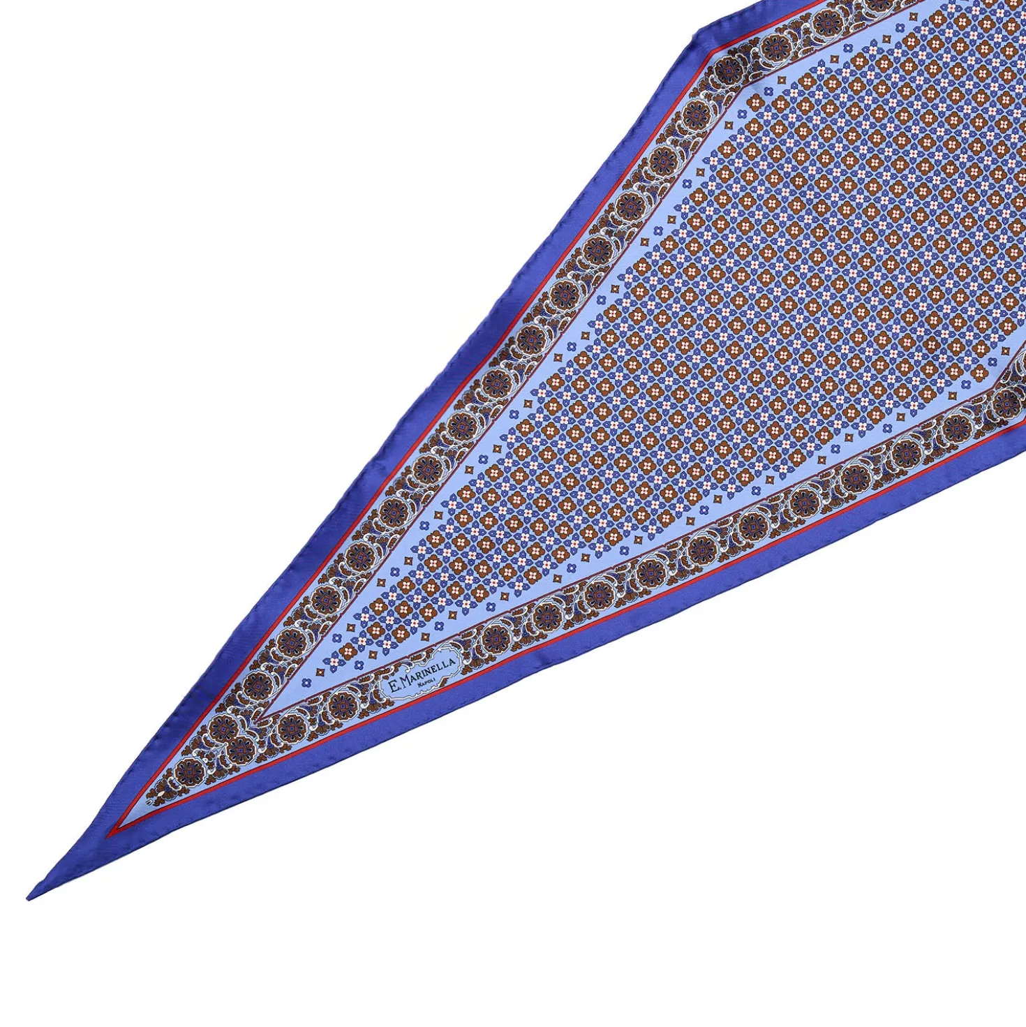 FOULARD ROMBO IN SETA AZZURRO POLVERE Microfantasia fiore