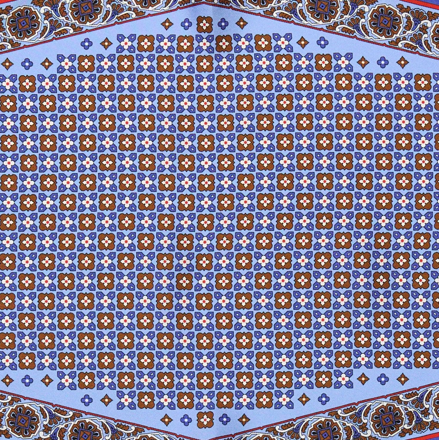 FOULARD ROMBO IN SETA AZZURRO POLVERE Microfantasia fiore