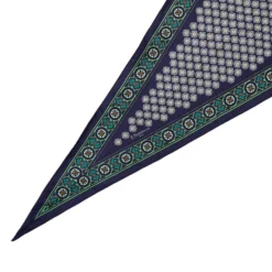 FOULARD ROMBO IN SETA BLU SCURO Microfantasia fiore