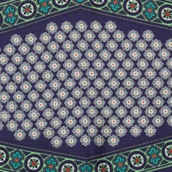 FOULARD ROMBO IN SETA BLU SCURO Microfantasia fiore