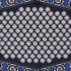 FOULARD ROMBO IN SETA BLU SCURO Microfantasia fiore