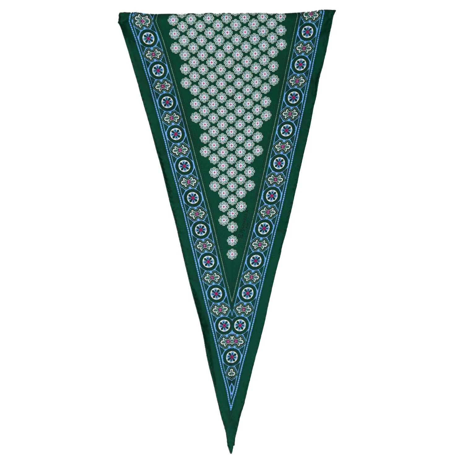 FOULARD ROMBO IN SETA VERDE SCURO Microfantasia fiore